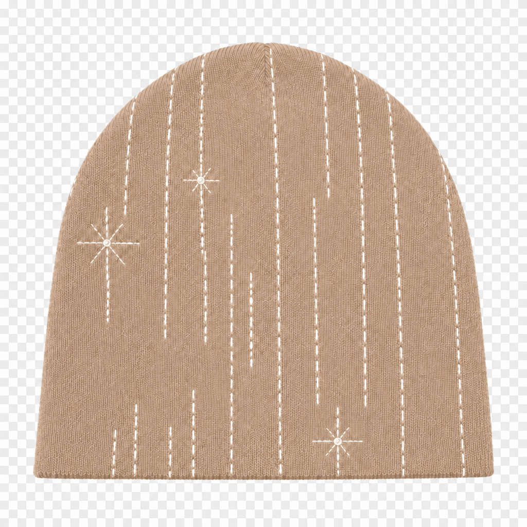 Beige beanie back matched to the black beanie’s structure and size