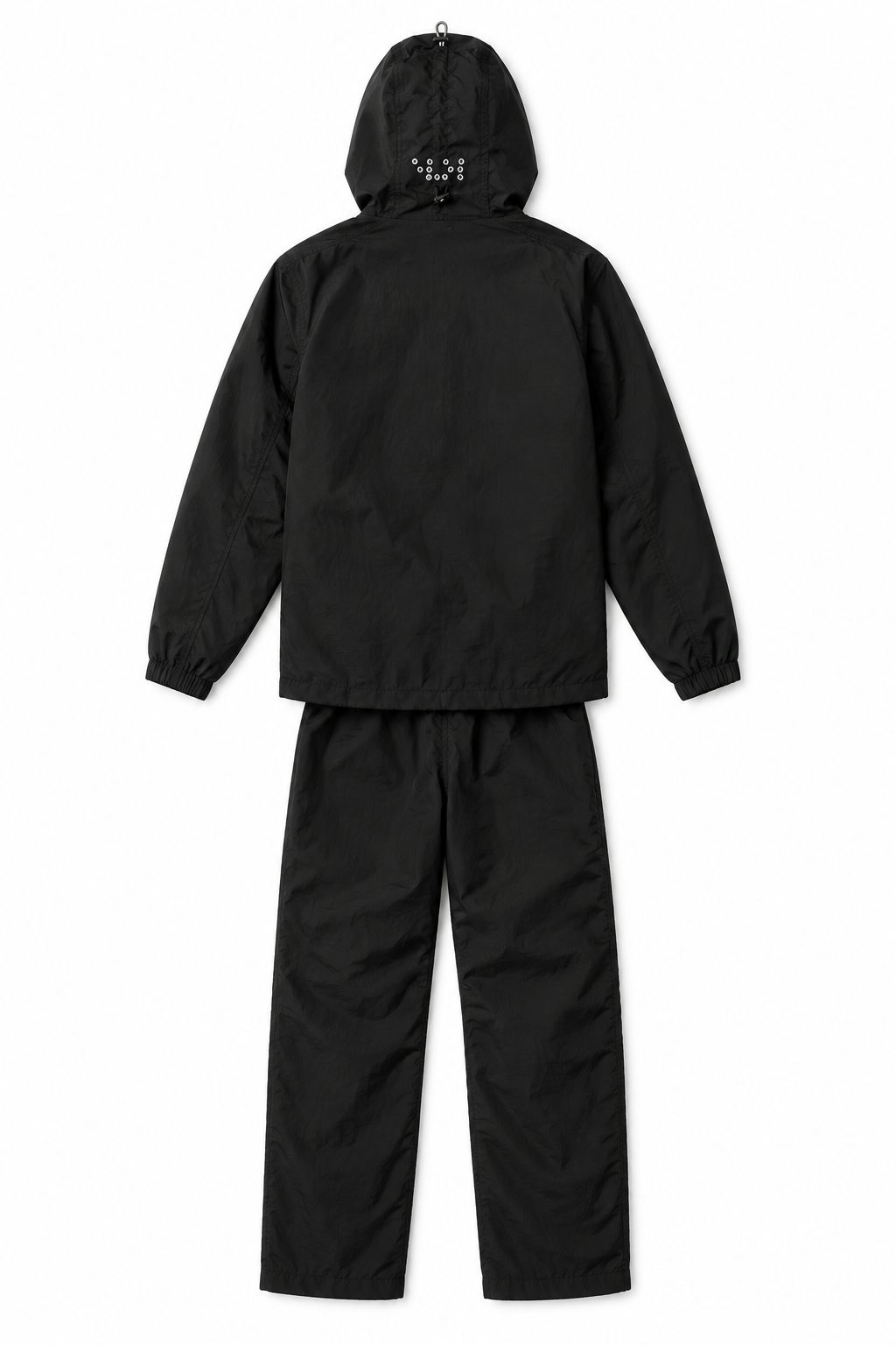 Black set back-view flat lay