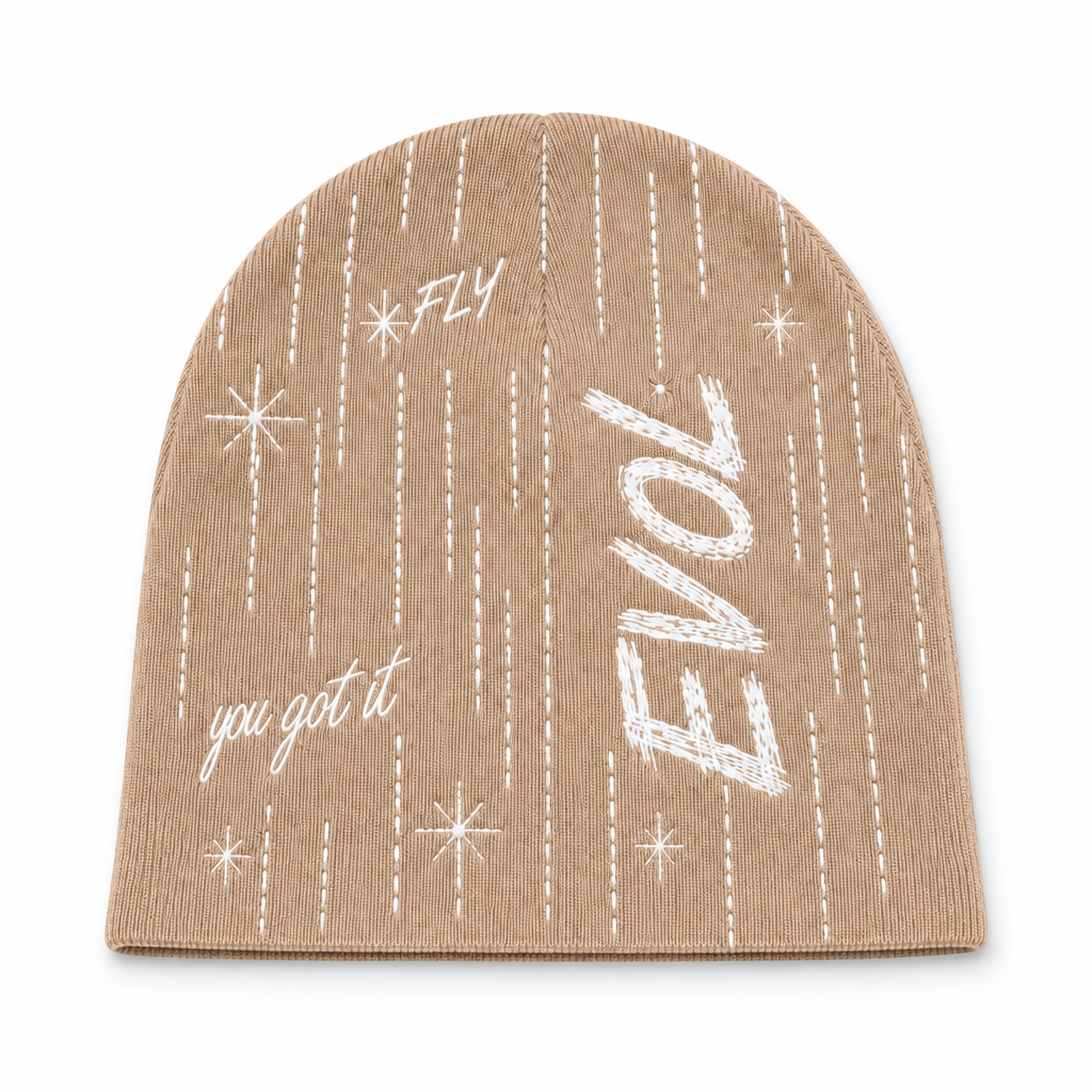 EVOL Beanie Light Tan Flat Lay